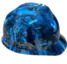 Load image into Gallery viewer, Hard Hat MSA V-Gard Cap Style Custom Chrome Kandy Blue Naughty Boy
