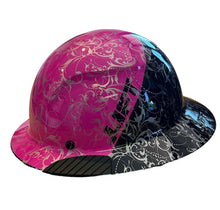 Load image into Gallery viewer, Black and Pink Lilies Lift DAX Fifty 50 Carbon Fiber Full Brim Hard Hat
