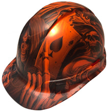 Load image into Gallery viewer, Custom Hydro Dipped Hard Hat Ridgeline Cap Style Hi Vis Orange Ace Of Skulls
