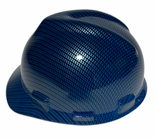 Load image into Gallery viewer, Hydro Dipped Hard Hat MSA V-Gard Cap Style Teal Blue Carbon Fiber High Gloss
