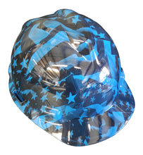 Load image into Gallery viewer, Hydro Dipped Hard Hat MSA Cap Style Blue Midnight Flags

