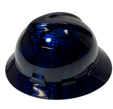 Load image into Gallery viewer, Custom Hard Hat Blue Kandy Carbon Fiber Flags Hydro Dipped Full Brim MSA
