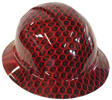 Load image into Gallery viewer, Hydro Dipped Hard Hat Ridgeline Full Brim Custom Red Honeycomb Hex
