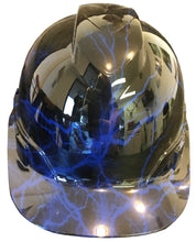 Load image into Gallery viewer, Hydro Dipped Hard Hat Ridgeline Cap Style Custom Dark Blue Lightning
