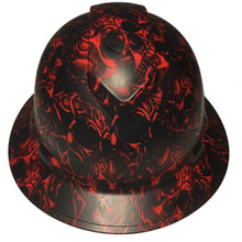 Load image into Gallery viewer, Hard Hat Ridgeline Full Brim Custom Red Tribal Skulls
