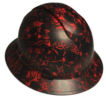 Load image into Gallery viewer, Hard Hat Ridgeline Full Brim Custom Red Tribal Skulls
