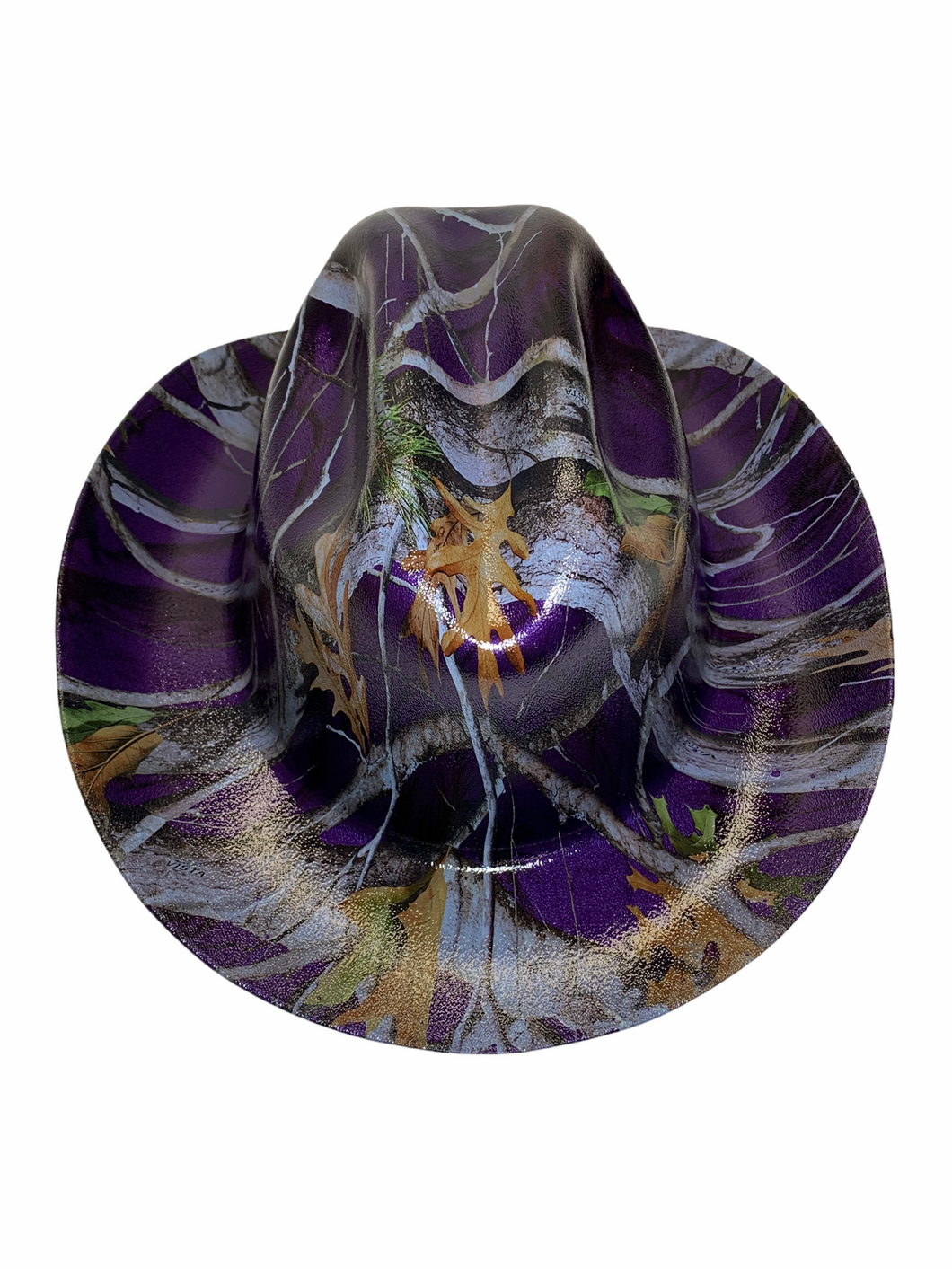Custom Western Outlaw Hard Hat Purple Vista Camo Cowboy