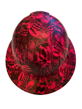Load image into Gallery viewer, Hard Hat Ridgeline Full Brim Custom Hydro Dipped Hot Pink No Evil Skeletons
