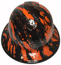 Load image into Gallery viewer, Hydro Dipped Hard Hat Ridgeline Full Brim Custom Orange Marble Splash

