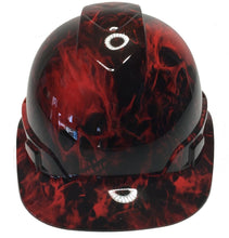Load image into Gallery viewer, Hard Hat Ridgeline Hydro dipped Cap Style custom Red Flaming Skulls
