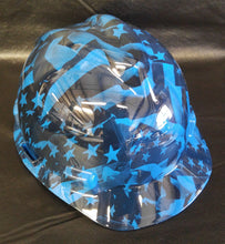 Load image into Gallery viewer, Hydro Dipped Hard Hat MSA Cap Style Blue Midnight Flags
