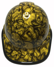 Load image into Gallery viewer, Hydro Dipped Hard Hat Ridgeline Cap Style Custom Yellow Insanity Skulls
