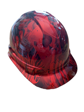 Load image into Gallery viewer, Custom Hydro Dipped Hard Hat Ridgeline Cap Style Kandy Red Ace of Skulls

