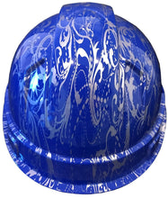 Load image into Gallery viewer, Hydro Dipped Hard Hat Ridgeline Cap Style Custom Dark Blue Lilies
