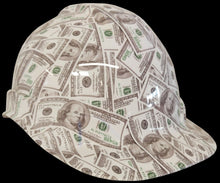 Load image into Gallery viewer, Hydro Dipped Hard Hat Ridgeline Cap Style Custom White 100 Bills
