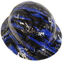 Load image into Gallery viewer, Hydro Dipped Hard Hat Full Brim High Gloss Blue Marble Splash 6 Point Harness
