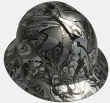 Load image into Gallery viewer, Hydro Dipped Hard Hat Ridgeline Full Brim Custom Silver Metallic Graffiti
