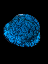 Load image into Gallery viewer, Hydro Dipped Hard Hat Custom Blue Glow in The Dark Insanity Skulls Full Brim Ridgeline
