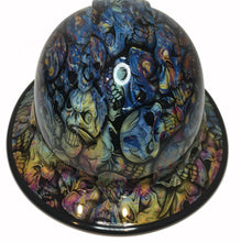 Load image into Gallery viewer, Hydro Dipped Hard Hat Ridgeline Full Brim Custom Oil Slick Insanity Skulls
