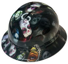 Load image into Gallery viewer, Custom Hydro Dipped Hard Hat Ridgeline Full Brim Day Of The Dead Sugar Skulls

