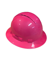 Load image into Gallery viewer, Custom Hard Hat Vented Hot Pink Carbon Fiber Hydro Dipped Full Brim Ridgeline
