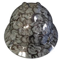 Load image into Gallery viewer, Custom Hydro Dipped Hard Hat MSA Full Brim Gray Insanity Skulls
