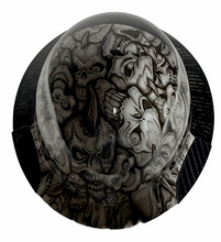 Load image into Gallery viewer, Black and White Insanity Skulls Lift DAX Fifty 50 Carbon Fiber Full Brim Hard Hat

