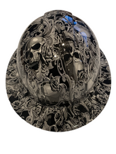 Load image into Gallery viewer, Hard Hat Ridgeline Full Brim Custom HydroDipped White Filigree Skulls
