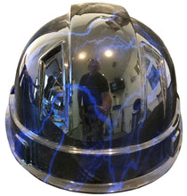 Load image into Gallery viewer, Hydro Dipped Hard Hat Ridgeline Cap Style Custom Dark Blue Lightning
