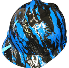 Load image into Gallery viewer, Custom Hydro Dipped Hard Hat MSA Cap Style Blue Marble Splash High Gloss
