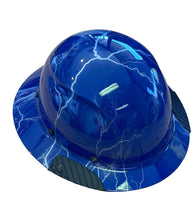 Load image into Gallery viewer, Hydro Dip Blue Silver Lightning Lift DAX Fiber HDF-15 Full Brim Hard Hat
