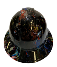 Load image into Gallery viewer, Hydro Dipped Hard Hat Ridgeline Full Brim Custom Colored Graffiti Flaming Skulls
