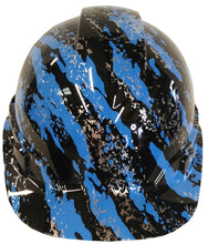 Load image into Gallery viewer, Hydro Dipped Hard Hat Ridgeline Cap Style Custom Light Blue Marble Splash
