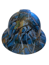 Load image into Gallery viewer, Hydro Dipped Hard Hat Ridgeline Full Brim Custom Blue Vista Barbed Wire
