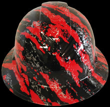 Load image into Gallery viewer, Hydro Dipped Hard Hat Ridgeline Full Brim Custom Red Marble Splash
