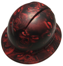Load image into Gallery viewer, Hydro Dipped Hard Hat Ridgeline Full Brim Custom Red Hades Skulls
