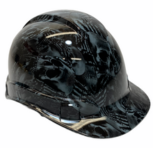 Load image into Gallery viewer, Hydro Dipped Hard Hat Ridgeline Cap Style Custom Slate Gray No Evil Skeleton
