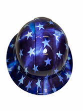 Load image into Gallery viewer, Custom Hydro Dipped Hard Hat Ridgeline Full Brim Blue and White Stars
