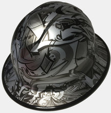 Load image into Gallery viewer, Hydro Dipped Hard Hat Ridgeline Full Brim Custom Silver Metallic Graffiti
