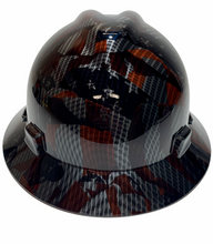Load image into Gallery viewer, Hydro Dipped Carbon Fiber American Flags High Gloss MSA V-Gard Full Brim
