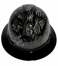 Load image into Gallery viewer, Hydro Dipped Hard Hat Ridgeline Full Brim Negative American Flags With Black Brim
