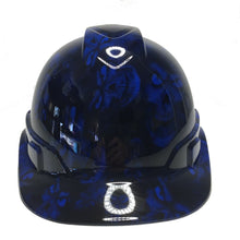 Load image into Gallery viewer, Hydro Dipped Hard Hat Ridgeline Cap Style Custom Dark Blue Hades Skulls
