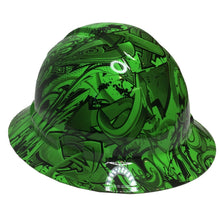 Load image into Gallery viewer, Hydro Dipped Custom Hard Hat Ridgeline Full Brim Custom Alien Green Graffiti
