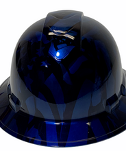 Load image into Gallery viewer, Hydro Dipped Hard Hat Ridgeline Full Brim Custom Blue Translucent American Flags
