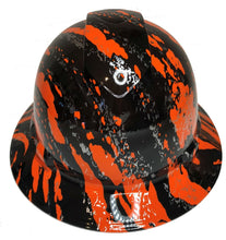 Load image into Gallery viewer, Hydro Dipped Hard Hat Ridgeline Full Brim Custom Orange Marble Splash
