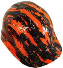 Load image into Gallery viewer, Hydro Dipped Hard Hat Ridgeline Cap Style Custom HiVis Orange Marble Splash
