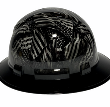 Load image into Gallery viewer, Hydro Dipped Hard Hat Ridgeline Full Brim Negative American Flags With Black Brim

