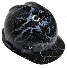 Load image into Gallery viewer, Hydro Dipped Custom Hard Hat MSA Cap Style White On Black Marble
