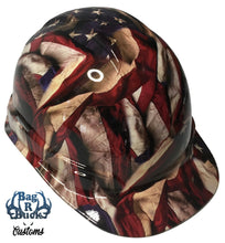 Load image into Gallery viewer, Hydro Dipped Hard Hat Cap Style Respect American Flags High Gloss

