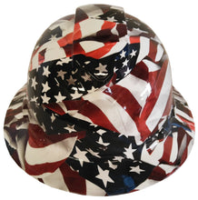 Load image into Gallery viewer, Hydro Dipped Hard Hat Ridgeline Full Brim Custom American Flags
